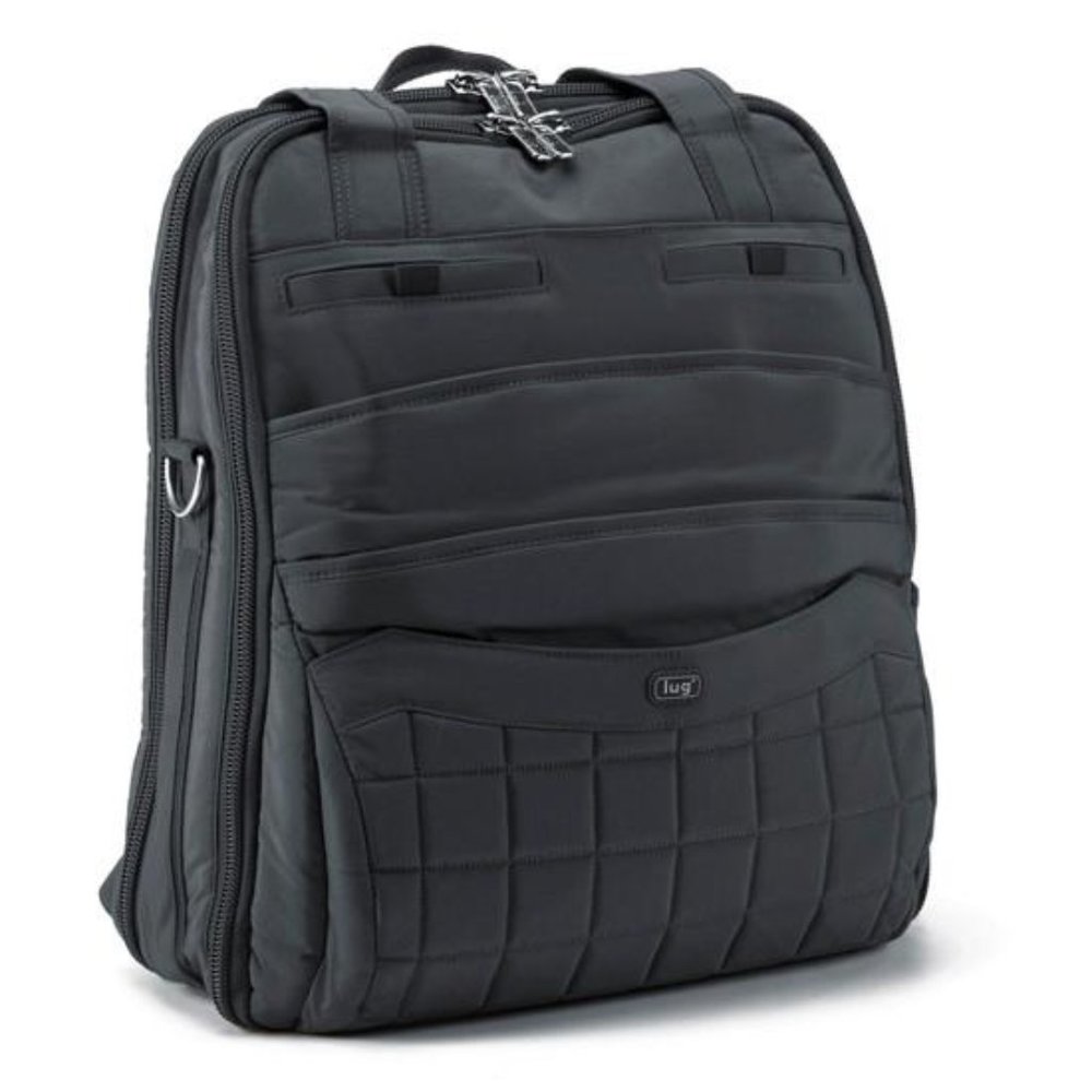 lug Black Quilted Tote-Style Backpack